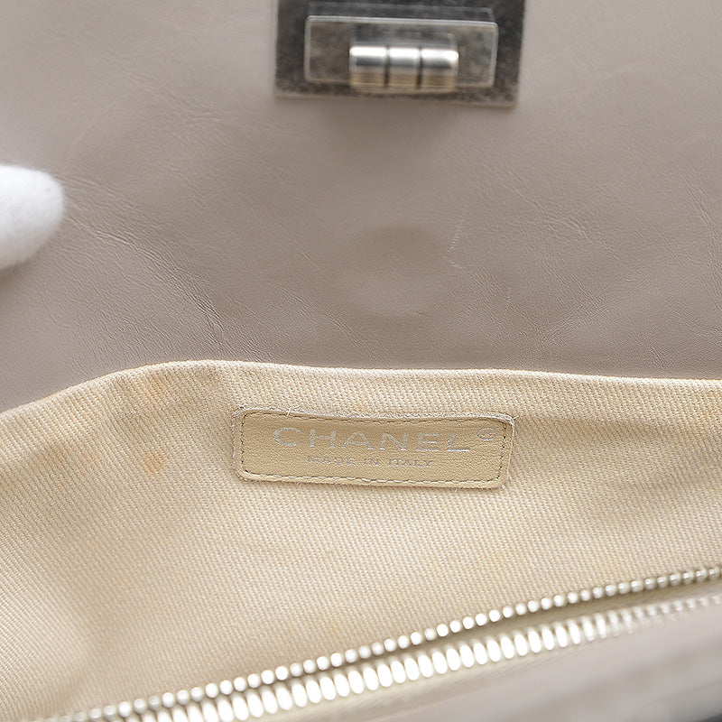 2.55 ラージ チェーンショルダーバッグ ヴィンテージカーフ グレー シルバー金具 ショルダーバッグ