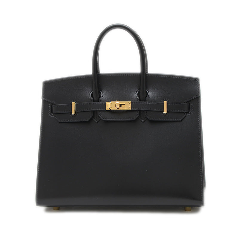 バーキン25 セリエ ボックスカーフ ブラック ゴールド金具 W刻印 ハンドバッグ