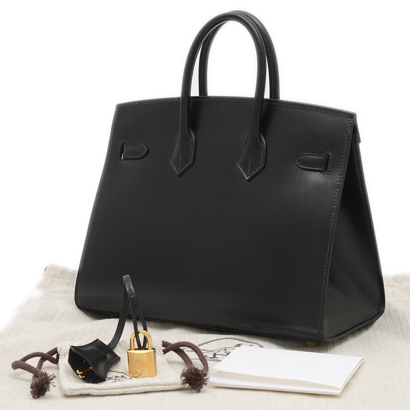 バーキン25 セリエ ボックスカーフ ブラック ゴールド金具 W刻印 ハンドバッグ