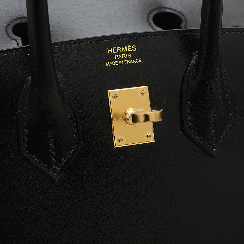 バーキン25 セリエ ボックスカーフ ブラック ゴールド金具 W刻印 ハンドバッグ