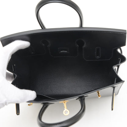 バーキン25 セリエ ボックスカーフ ブラック ゴールド金具 W刻印 ハンドバッグ