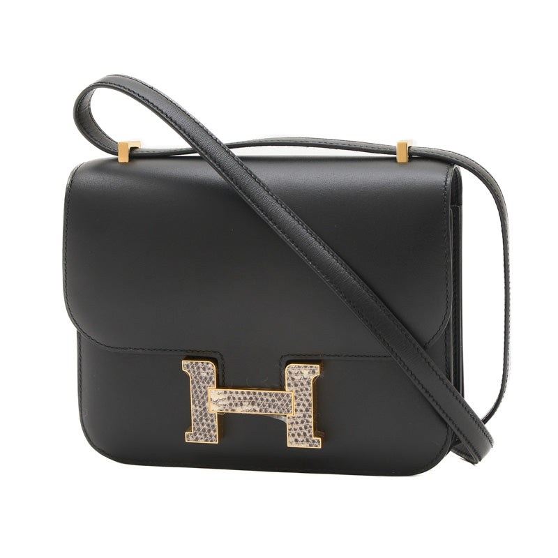 コンスタンス ミニ 18 ミロワール スイフト ブラック/オンブレ ゴールド金具 W刻印 ショルダーバッグ