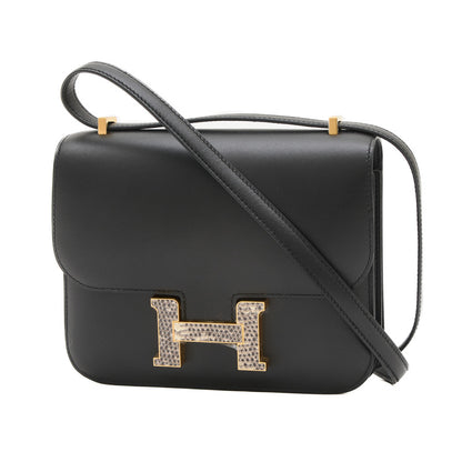 コンスタンス ミニ 18 ミロワール スイフト ブラック/オンブレ ゴールド金具 W刻印 ショルダーバッグ