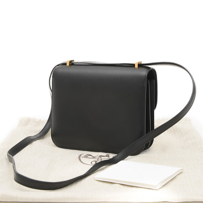 コンスタンス ミニ 18 ミロワール スイフト ブラック/オンブレ ゴールド金具 W刻印 ショルダーバッグ