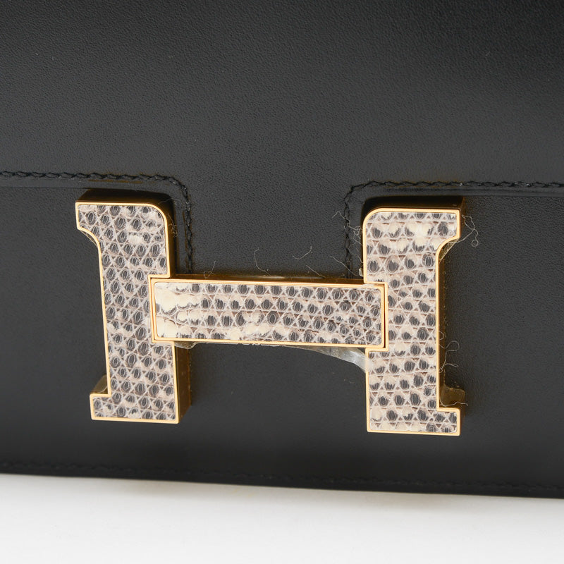 コンスタンス ミニ 18 ミロワール スイフト ブラック/オンブレ ゴールド金具 W刻印 ショルダーバッグ