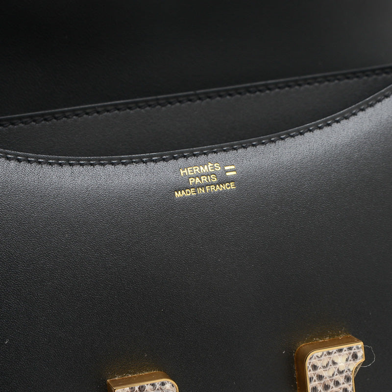 コンスタンス ミニ 18 ミロワール スイフト ブラック/オンブレ ゴールド金具 W刻印 ショルダーバッグ