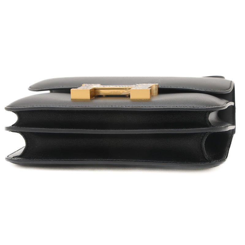 コンスタンス ミニ 18 ミロワール スイフト ブラック/オンブレ ゴールド金具 W刻印 ショルダーバッグ