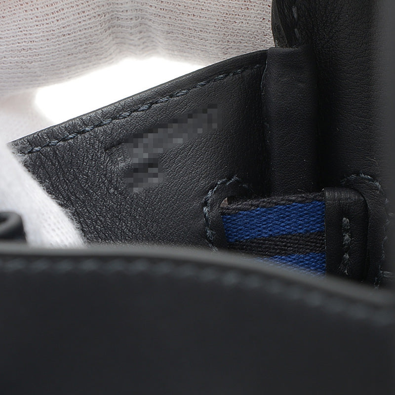 バーキン25 ゴーチーム フェルト/スイフト ブルーニュイ/ブラック シルバー金具 W刻印 ハンドバッグ