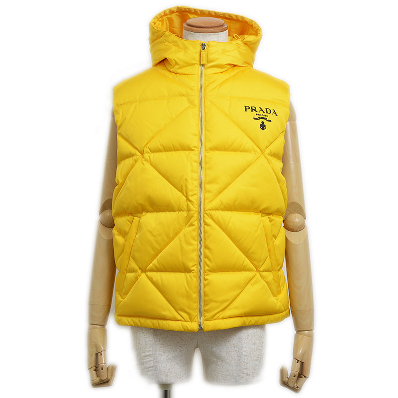 Re-Nylon ダウンベスト リサイクルポリアミド イエロー メンズ Sサイズ SGB804 ダウンベスト