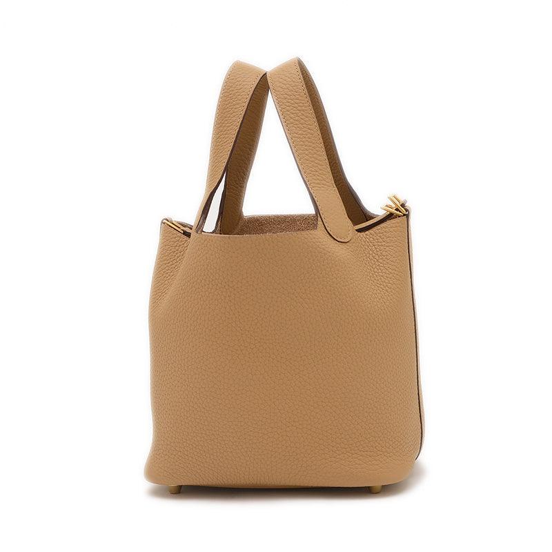 ピコタンロック PM 18 トリヨン ベージュマルファ ゴールド金具 W刻印 ハンドバッグ