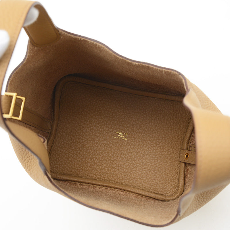 ピコタンロック PM 18 トリヨン ベージュマルファ ゴールド金具 W刻印 ハンドバッグ