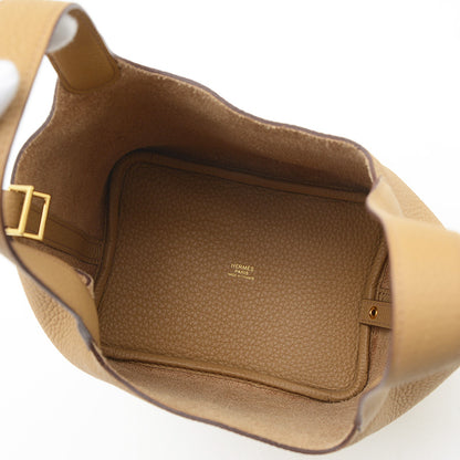 ピコタンロック PM 18 トリヨン ベージュマルファ ゴールド金具 W刻印 ハンドバッグ