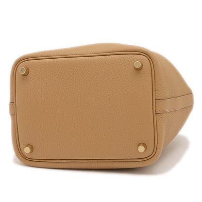 ピコタンロック PM 18 トリヨン ベージュマルファ ゴールド金具 W刻印 ハンドバッグ