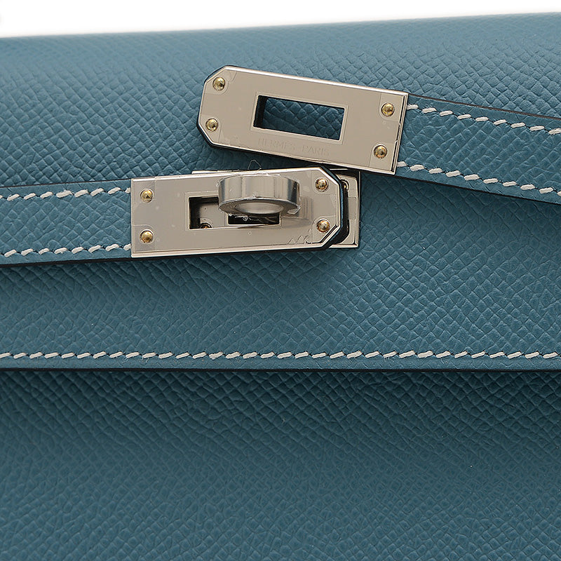 ケリー25 外縫い エプソン ニューブルージーン シルバー金具 B刻印 ハンドバッグ