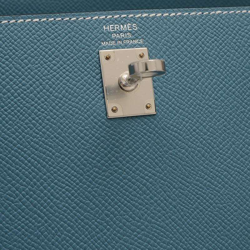 ケリー25 外縫い エプソン ニューブルージーン シルバー金具 B刻印 ハンドバッグ