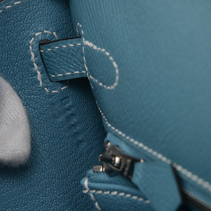 ケリー25 外縫い エプソン ニューブルージーン シルバー金具 B刻印 ハンドバッグ