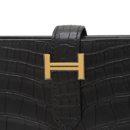 ベアンスフレ アリゲーター ブラック ゴールド金具 W刻印 長財布