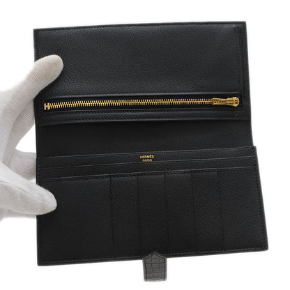 ベアンスフレ アリゲーター ブラック ゴールド金具 W刻印 長財布