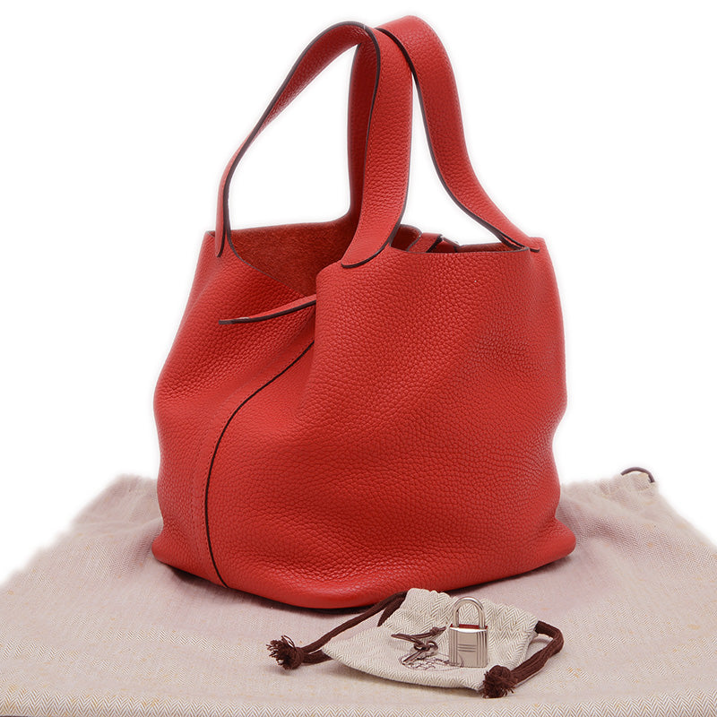 ピコタンロック MM 22 トリヨン ルージュクー シルバー金具 Y刻印 ハンドバッグ