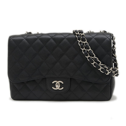 デカマトラッセ30 Wチェーンショルダー キャビアスキン ブラック シルバー金具 A58600 ショルダーバッグ