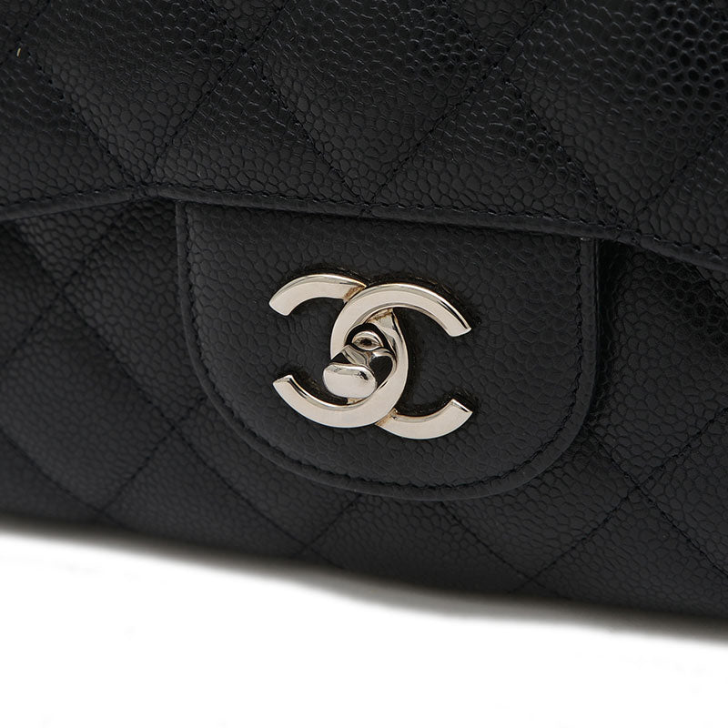 デカマトラッセ30 Wチェーンショルダー キャビアスキン ブラック シルバー金具 A58600 ショルダーバッグ