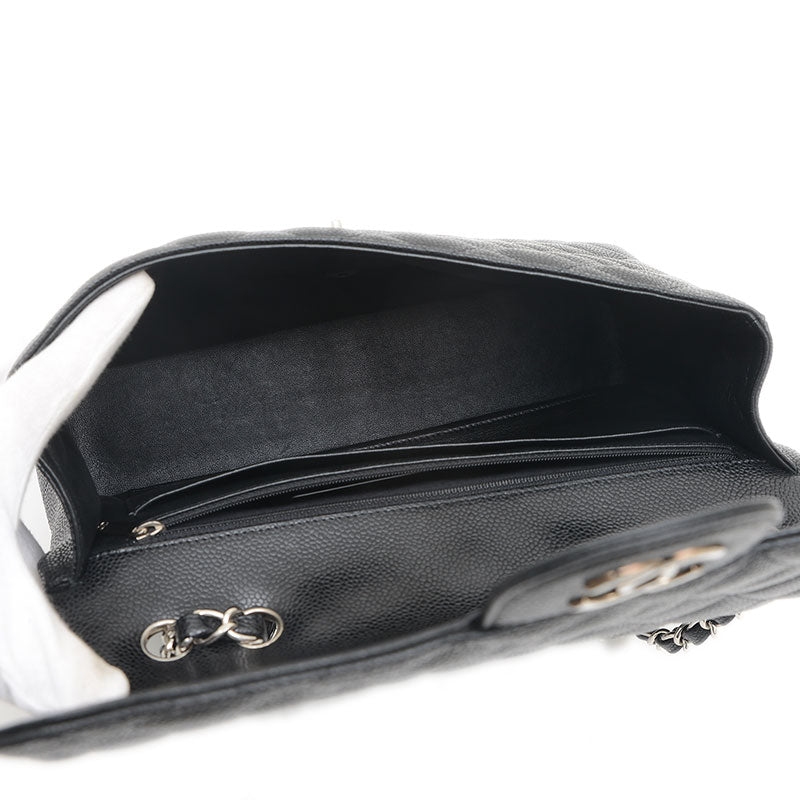 デカマトラッセ30 Wチェーンショルダー キャビアスキン ブラック シルバー金具 A58600 ショルダーバッグ