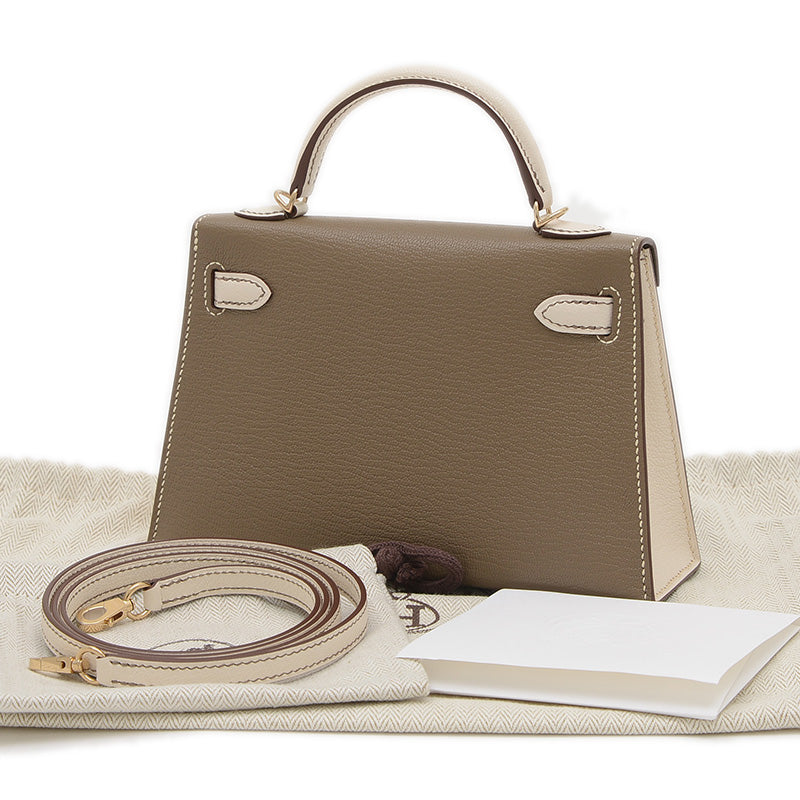 ケリー ミニ ドゥ 2 パーソナル シェーブル ナタ/エトゥープ ゴールド金具 W刻印 ハンドバッグ