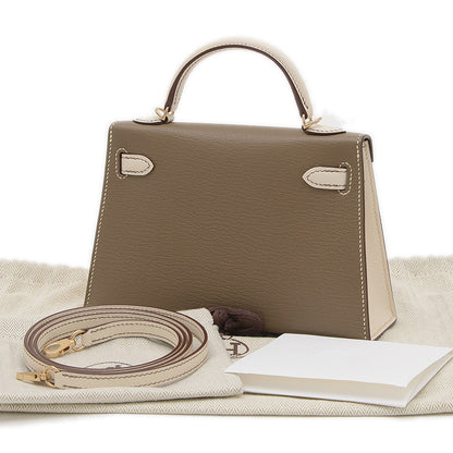 ケリー ミニ ドゥ 2 パーソナル シェーブル ナタ/エトゥープ ゴールド金具 W刻印 ハンドバッグ