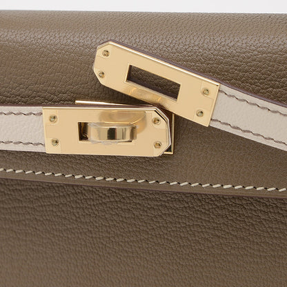 ケリー ミニ ドゥ 2 パーソナル シェーブル ナタ/エトゥープ ゴールド金具 W刻印 ハンドバッグ