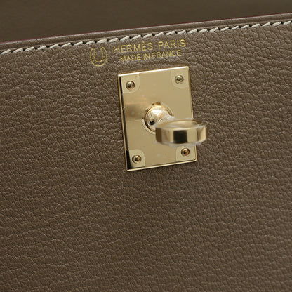 ケリー ミニ ドゥ 2 パーソナル シェーブル ナタ/エトゥープ ゴールド金具 W刻印 ハンドバッグ