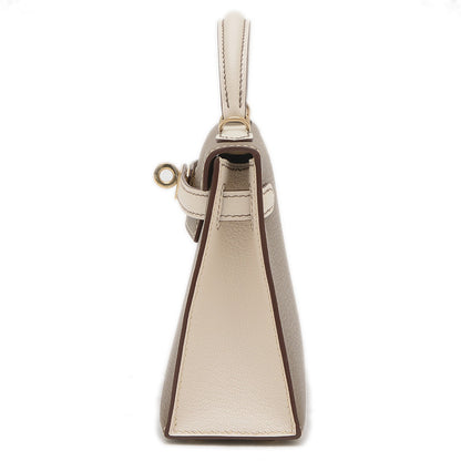 ケリー ミニ ドゥ 2 パーソナル シェーブル ナタ/エトゥープ ゴールド金具 W刻印 ハンドバッグ