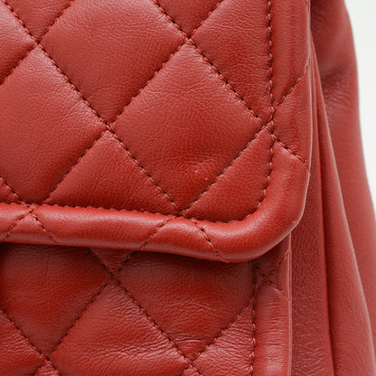 マトラッセ チェーンショルダー 2WAY ラムスキン レッド ショルダーバッグ