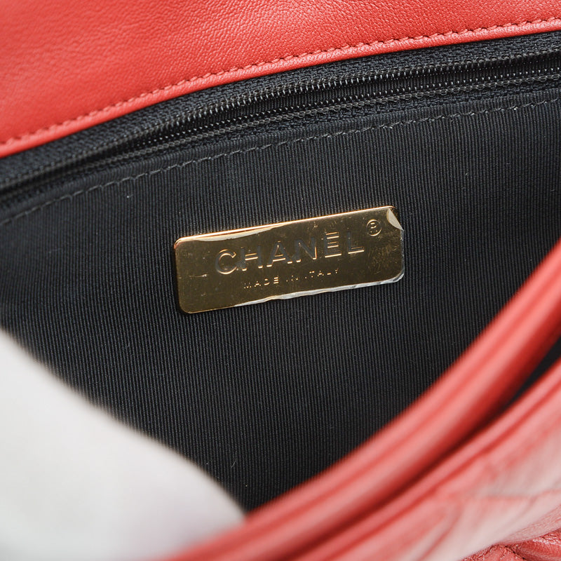 マトラッセ チェーンショルダー 2WAY ラムスキン レッド ショルダーバッグ