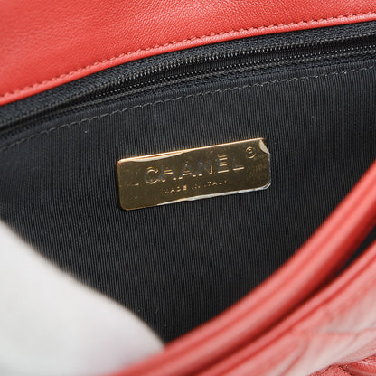 マトラッセ チェーンショルダー 2WAY ラムスキン レッド ショルダーバッグ