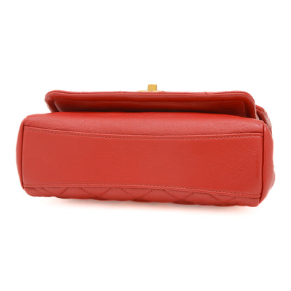 マトラッセ チェーンショルダー 2WAY ラムスキン レッド ショルダーバッグ