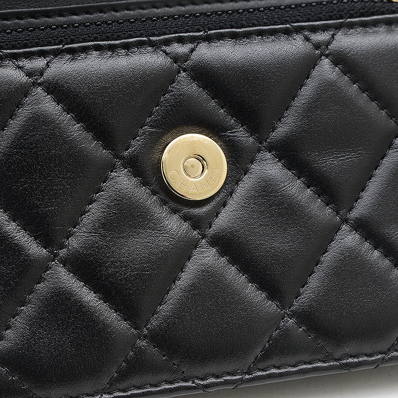 ラムスキン パール チェーンウォレット ブラック AP1839 長財布