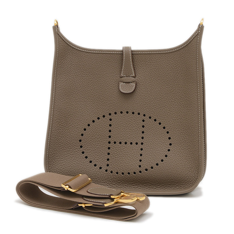 エブリン3 PM トリヨン エトゥープ ゴールド金具 W刻印 ショルダーバッグ