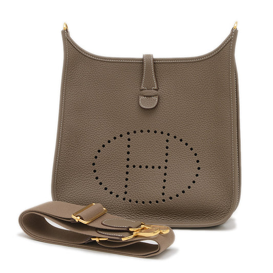 エブリン3 PM トリヨン エトゥープ ゴールド金具 W刻印 ショルダーバッグ