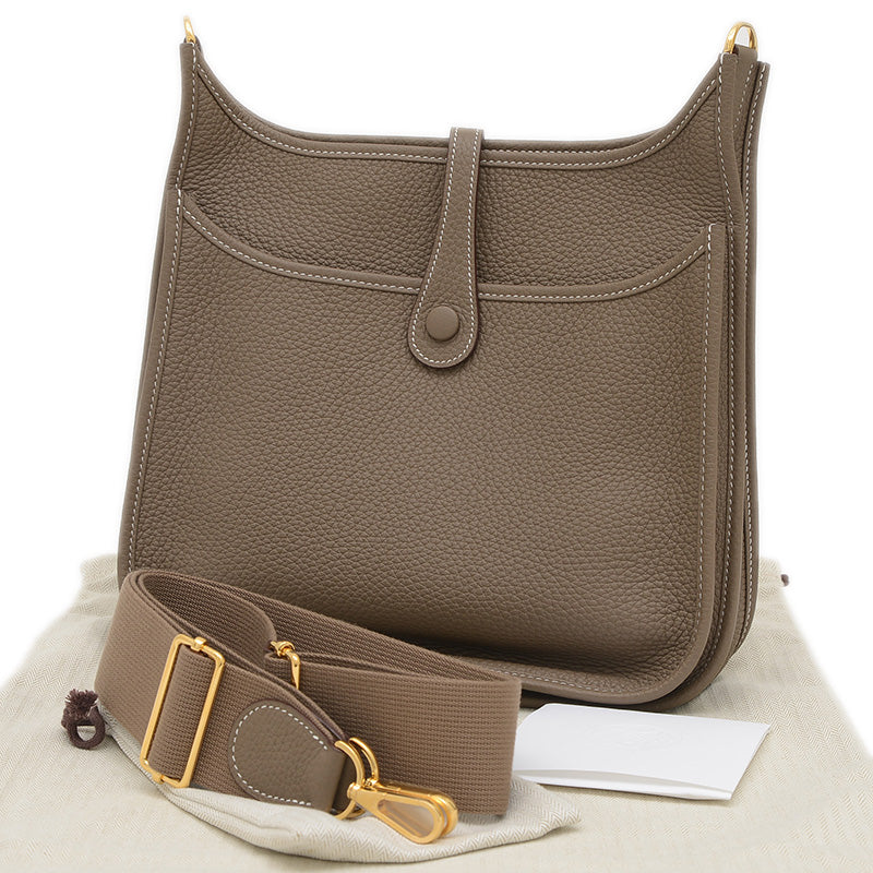 エブリン3 PM トリヨン エトゥープ ゴールド金具 W刻印 ショルダーバッグ