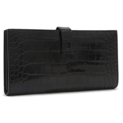 ベアンスフレ 二つ折り長財布 クロコアリゲーター ブラック シルバー金具 B刻印 長財布