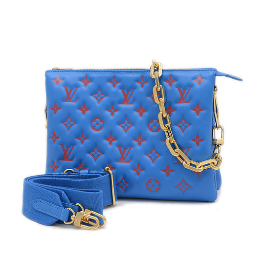 モノグラム クッサンPM 2WAYバッグ レザー ブルー M58626 ショルダーバッグ