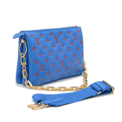 モノグラム クッサンPM 2WAYバッグ レザー ブルー M58626 ショルダーバッグ