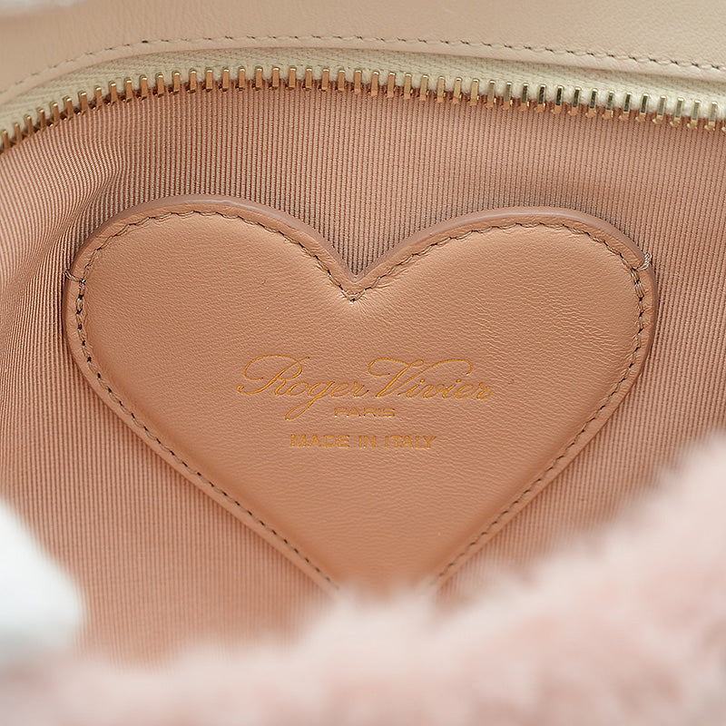 ナイトリリー ウィンター ブロッサム クラッチバッグ ファー ピンク/ブルー ショルダーバッグ