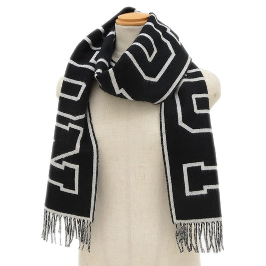 エシャルプ シティルイ マフラーブラック/ホワイト ウール/カシミヤ M71317 マフラー