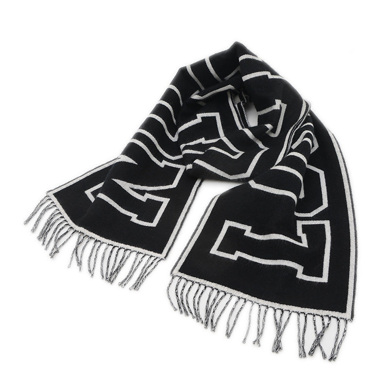 エシャルプ シティルイ マフラーブラック/ホワイト ウール/カシミヤ M71317 マフラー