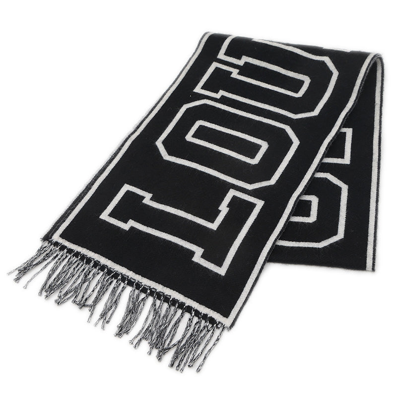 エシャルプ シティルイ マフラーブラック/ホワイト ウール/カシミヤ M71317 マフラー