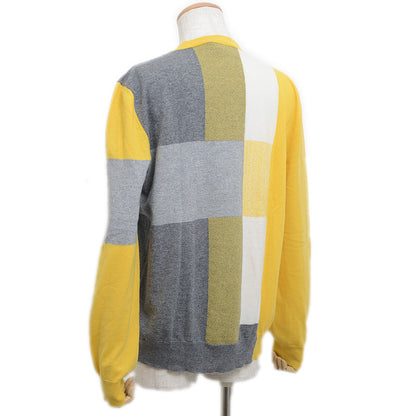 セーター カシミヤ イエロー/グレー/ホワイト メンズ Lサイズ ニット