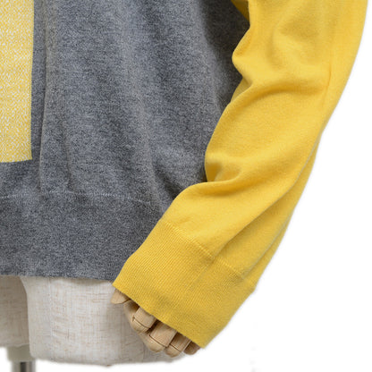 セーター カシミヤ イエロー/グレー/ホワイト メンズ Lサイズ ニット