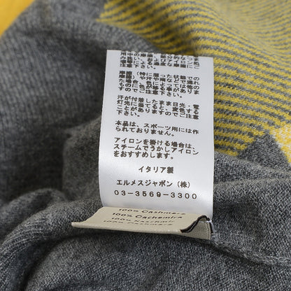 セーター カシミヤ イエロー/グレー/ホワイト メンズ Lサイズ ニット