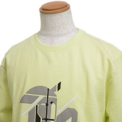 ラウンドネック スウェット トレーナー コットン イエロー メンズ XLサイズ スウェット